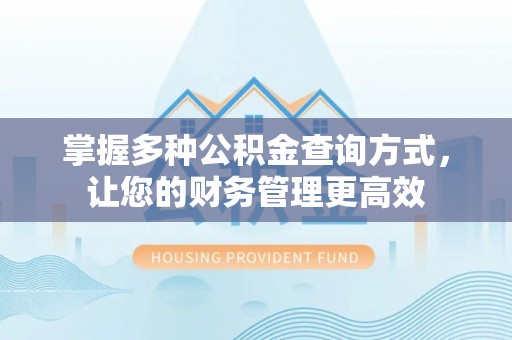 西螺掌握多种公积金查询方式，让您的财务管理更高效
