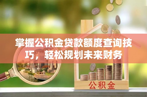 西螺掌握公积金贷款额度查询技巧，轻松规划未来财务