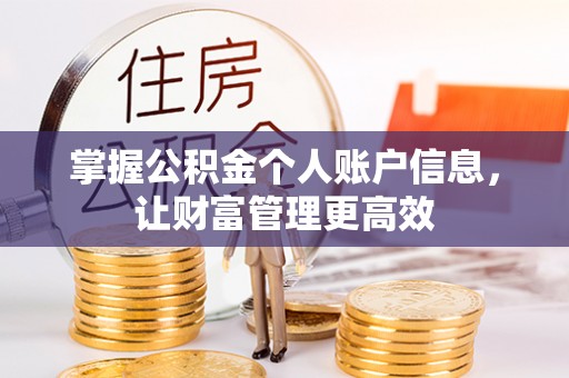 西螺掌握公积金个人账户信息，让财富管理更高效