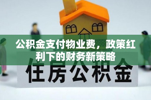 西螺公积金支付物业费，政策红利下的财务新策略