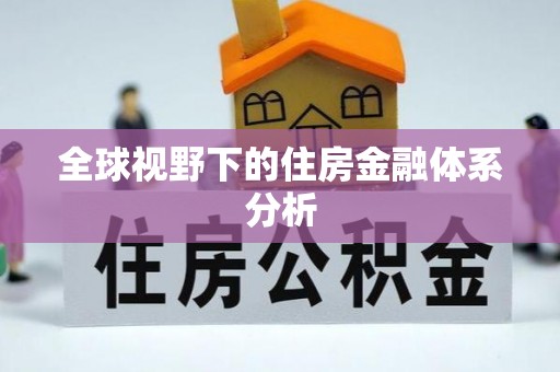 西螺全球视野下的住房金融体系分析